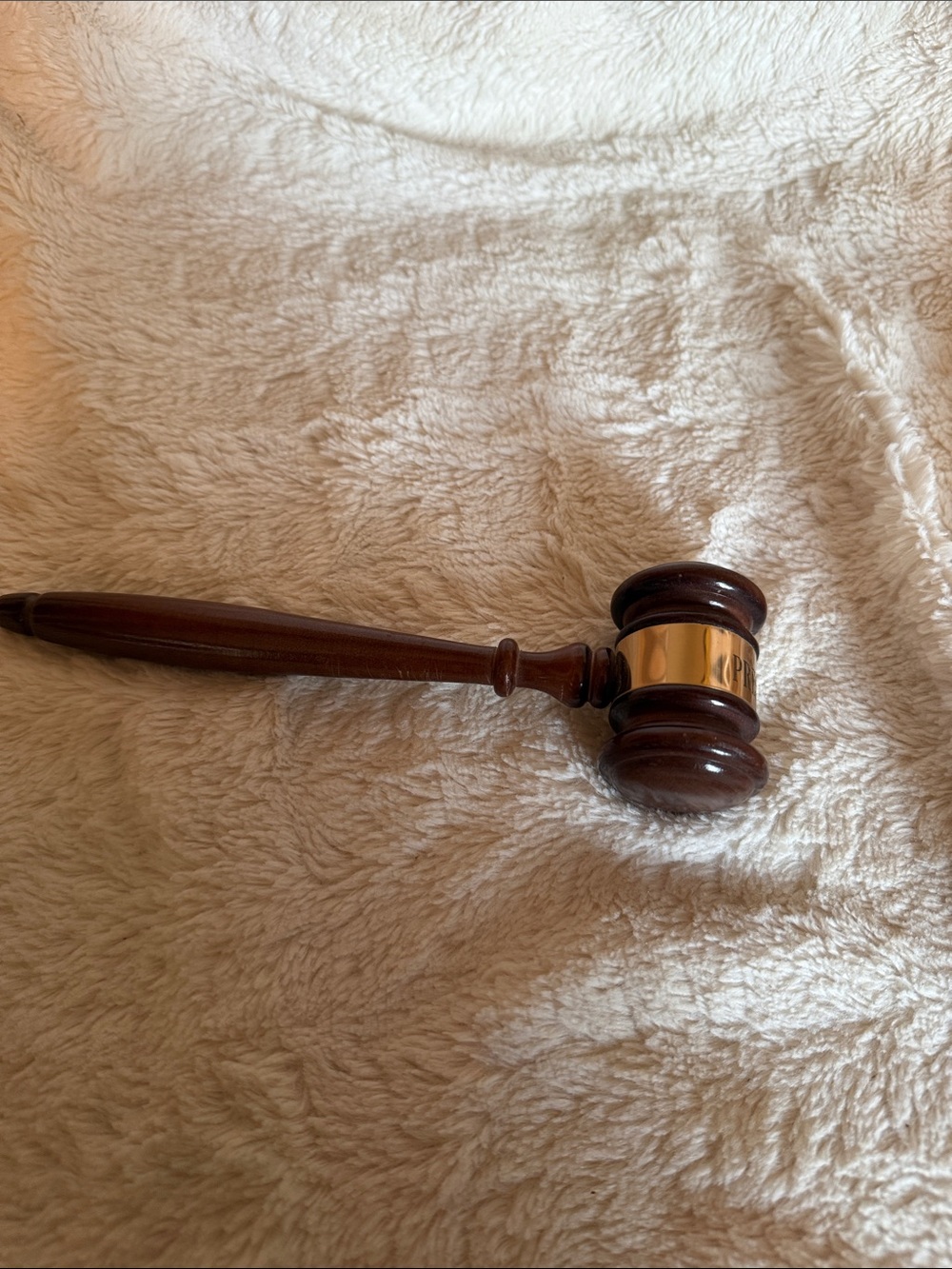 Esley Brown Wooden Gavel with Gold Accent